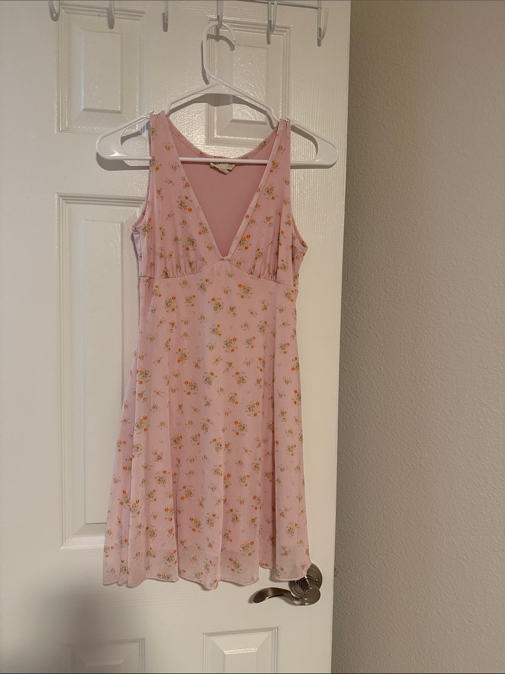 See You Monday Pink Floral V-Neck Mini Dress